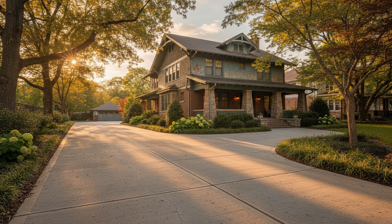 Well-maintained older concrete driveway on a Nashville home